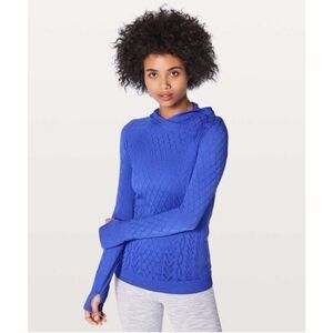 Lululemon women's blue stretch pullover rest less hoodie sweatshirt size 8